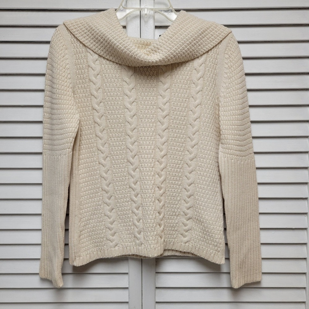 Angel Sabri Orel MERINO WOOL BLEND Cowl Neck Sweater Cream Size Small Womens